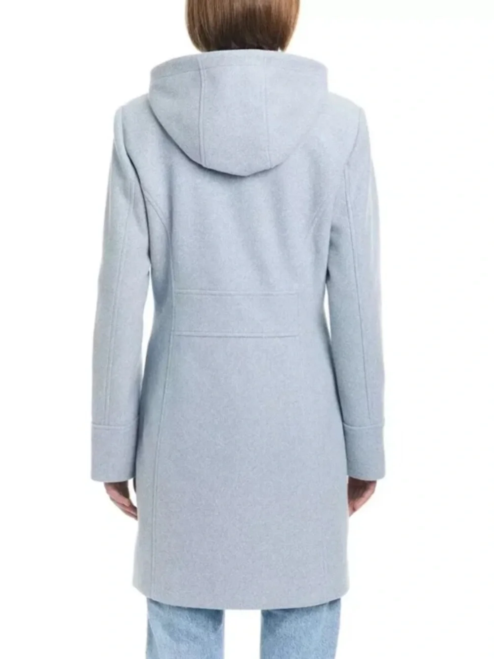 Vince Camuto Light Blue Faux Wool Hooded Zip Jacket Size Small